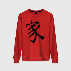 Свитшот хлопковый женский Японский иероглиф Семья, цвет: красный