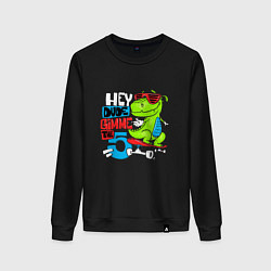 Свитшот хлопковый женский Dino hipster, цвет: черный