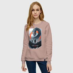 Свитшот хлопковый женский Кратос и Атрей, цвет: пыльно-розовый — фото 2