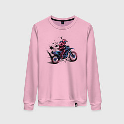 Свитшот хлопковый женский Мотокросс, цвет: светло-розовый