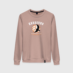 Свитшот хлопковый женский Karasuno volleyball, цвет: пыльно-розовый