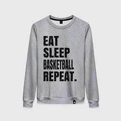 Свитшот хлопковый женский EAT SLEEP BASKETBALL REPEAT, цвет: меланж