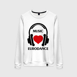Свитшот хлопковый женский Любимая музыка - Eurodance, цвет: белый