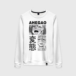 Свитшот хлопковый женский Ahegao, цвет: белый