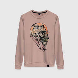 Свитшот хлопковый женский Metallica art 04, цвет: пыльно-розовый
