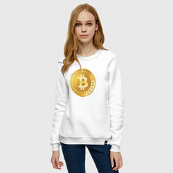 Свитшот хлопковый женский Bitcoin, цвет: белый — фото 2