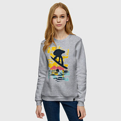 Свитшот хлопковый женский Snowboarding, цвет: меланж — фото 2