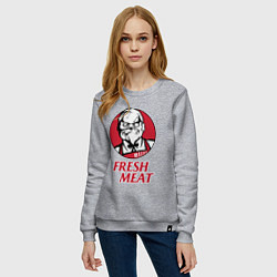 Свитшот хлопковый женский Pudge Dota Fresh Meat Пудж, цвет: меланж — фото 2
