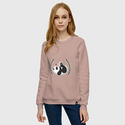 Свитшот хлопковый женский Мама панда с малышом, цвет: пыльно-розовый — фото 2