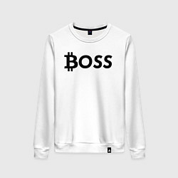 Свитшот хлопковый женский БИТКОИН ДЕД BITCOIN BOSS, цвет: белый