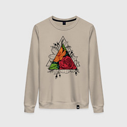 Свитшот хлопковый женский Flower tattoo, цвет: миндальный