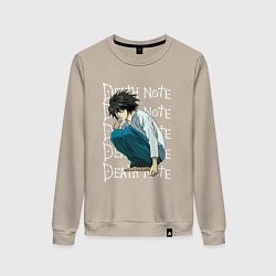 Свитшот хлопковый женский ТЕТРАДЬ СМЕРТИ, цвет: миндальный