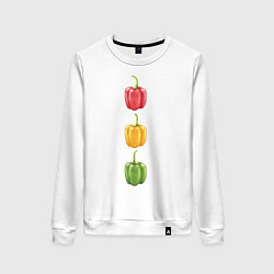 Свитшот хлопковый женский Перцы, цвет: белый