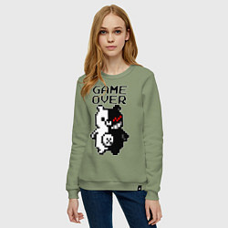 Свитшот хлопковый женский MONOKUMA GAME OVER, цвет: авокадо — фото 2