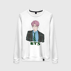 Свитшот хлопковый женский BTS anime style, цвет: белый