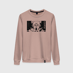 Свитшот хлопковый женский Магическая битва Сукуна, цвет: пыльно-розовый