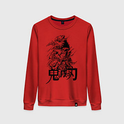 Свитшот хлопковый женский Иноске Хашибира Kimetsu no Yaiba, цвет: красный