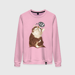 Свитшот хлопковый женский СПЯЩИЙ КОТ, цвет: светло-розовый