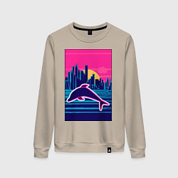 Женский свитшот Дельфин на фоне города