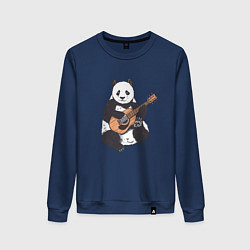 Свитшот хлопковый женский Панда гитарист Panda Guitar, цвет: тёмно-синий