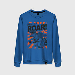 Свитшот хлопковый женский ROAR Tokyo T-rex, цвет: синий