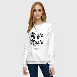 Свитшот хлопковый женский Magic Music Record Black on White, цвет: белый — фото 2