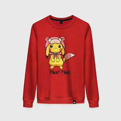 Свитшот хлопковый женский Пикачу Pika? Pika!, цвет: красный