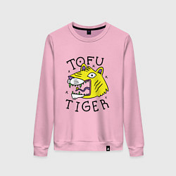 Свитшот хлопковый женский Tofu Tiger Тигр Сыр Тофу, цвет: светло-розовый