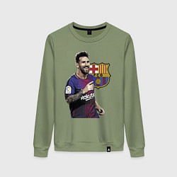 Свитшот хлопковый женский Lionel Messi Barcelona Argentina, цвет: авокадо