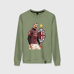 Свитшот хлопковый женский Zlatan Ibrahimovic Milan Italy, цвет: авокадо