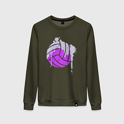 Свитшот хлопковый женский Мяч - Волейбол, цвет: хаки