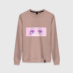 Свитшот хлопковый женский Аниме глазки, цвет: пыльно-розовый