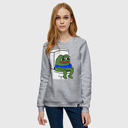 Свитшот хлопковый женский Лягушонок пепе, цвет: меланж — фото 2