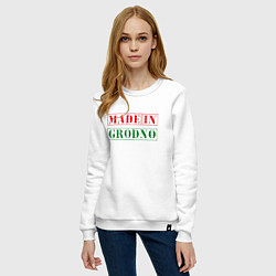 Свитшот хлопковый женский Гродно - Беларусь, цвет: белый — фото 2