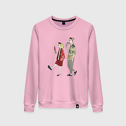 Свитшот хлопковый женский ДВА ДРУГА МИККИ И ДРАКЕН, цвет: светло-розовый