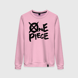 Свитшот хлопковый женский One Piece Большой куш лого, цвет: светло-розовый