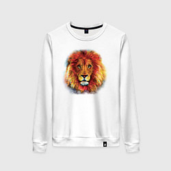 Свитшот хлопковый женский Лев акварельный, цвет: белый