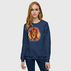 Свитшот хлопковый женский Лев акварельный, цвет: тёмно-синий — фото 2