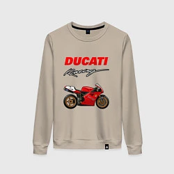 Свитшот хлопковый женский DUCATI ДУКАТИ MOTOSPORT, цвет: миндальный