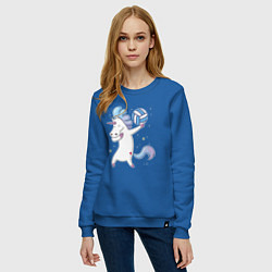 Свитшот хлопковый женский Unicorn Volleyball, цвет: синий — фото 2