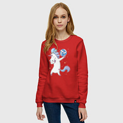 Свитшот хлопковый женский Unicorn Volleyball, цвет: красный — фото 2