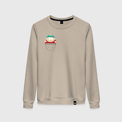 Свитшот хлопковый женский Картман в кармане, цвет: миндальный