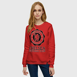 Свитшот хлопковый женский Chelsea FC: Emblem, цвет: красный — фото 2