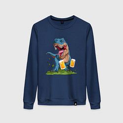 Свитшот хлопковый женский Пивозавр, цвет: тёмно-синий