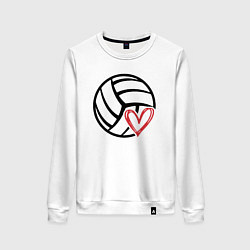 Свитшот хлопковый женский Love Volleyball, цвет: белый