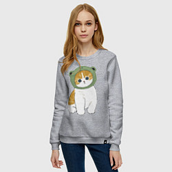 Свитшот хлопковый женский Котолягушонок, цвет: меланж — фото 2