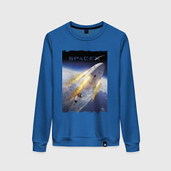 Свитшот хлопковый женский Путешествие к звёздам, Space X, цвет: синий