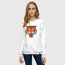 Свитшот хлопковый женский Super Tiger, цвет: белый — фото 2