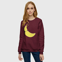 Свитшот хлопковый женский Веселый банан, цвет: меланж-бордовый — фото 2