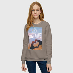 Свитшот хлопковый женский Now its time to love me, цвет: утренний латте — фото 2